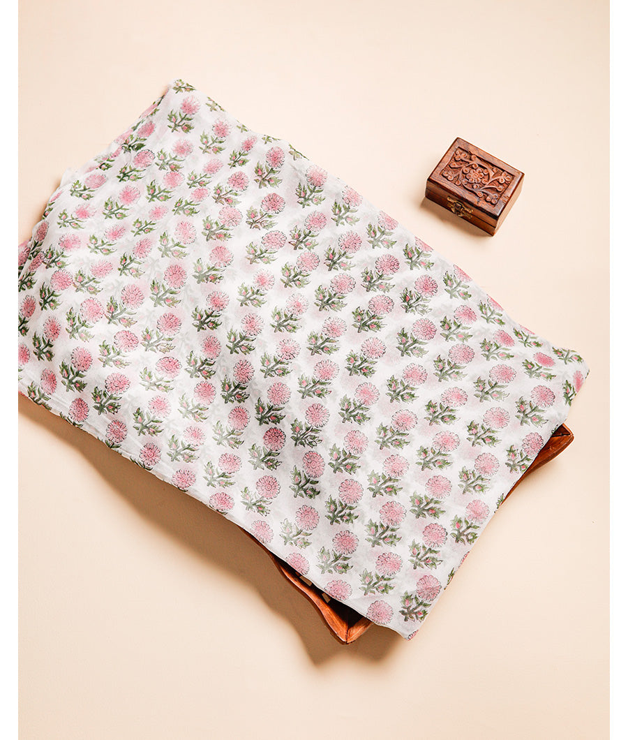 VISCOSE GEORGETTE HANDBLOCK PRINTED FABRIC