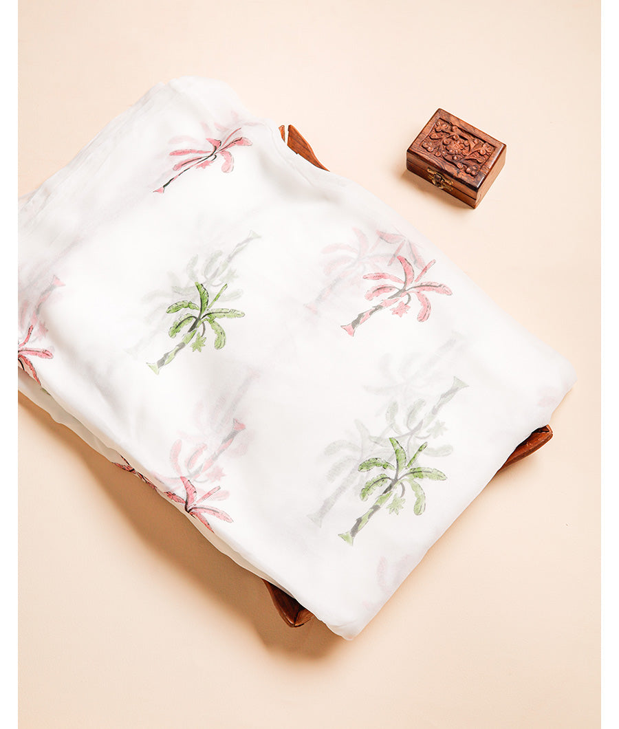 VISCOSE GEORGETTE HANDBLOCK PRINTED FABRIC