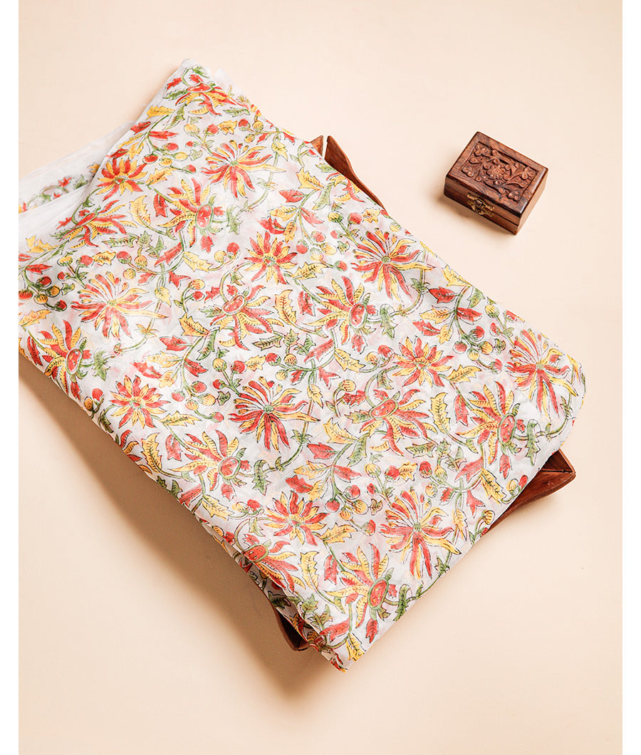 VISCOSE GEORGETTE HANDBLOCK PRINTED FABRIC