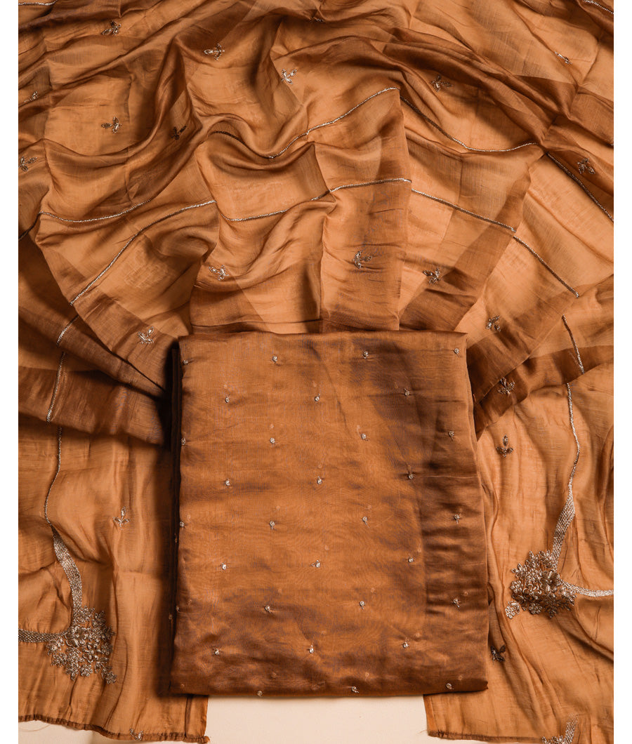 PURE MUL CHANDERI EMBROIDERED 2 PIECE SET