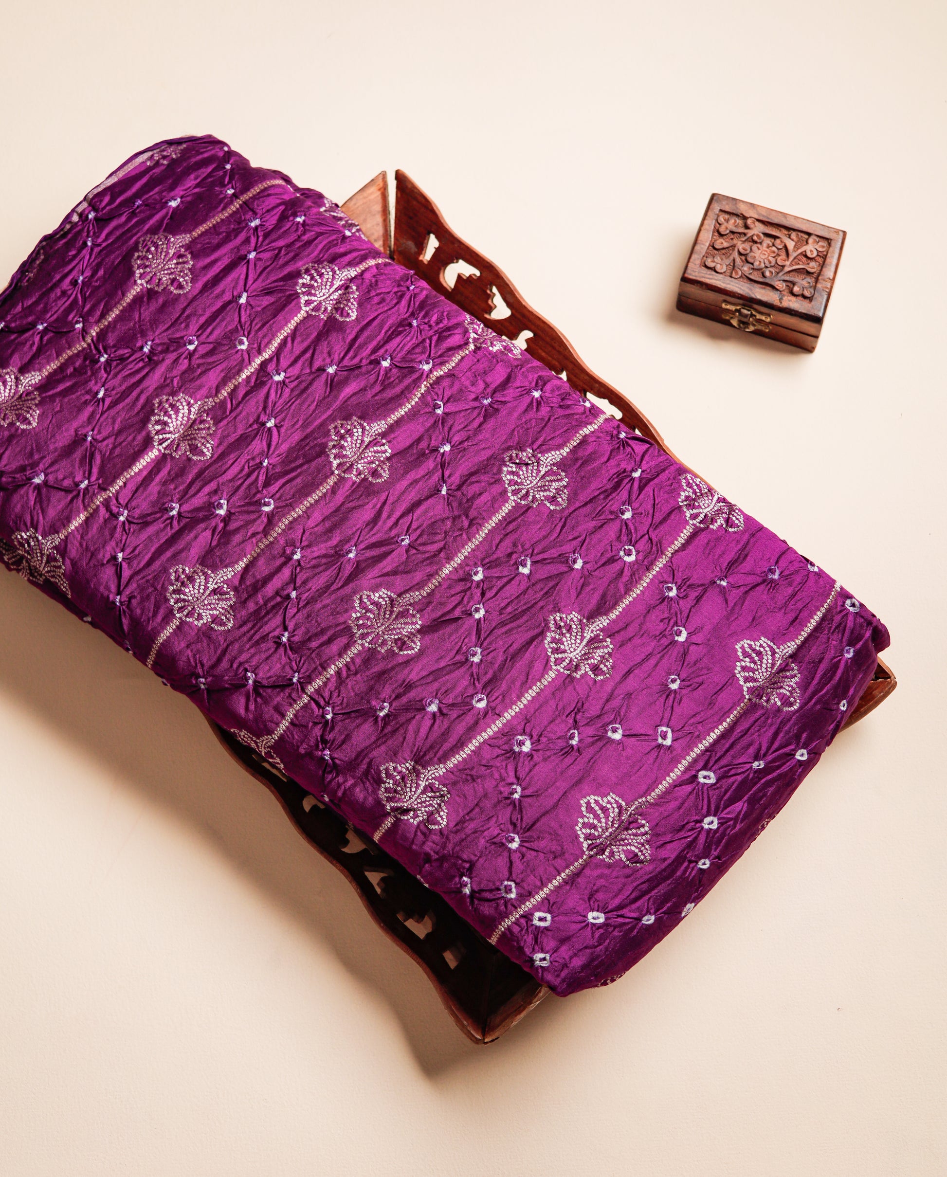 PURE HANDLOOM CHINTA SILK BANDHEJ FABRIC