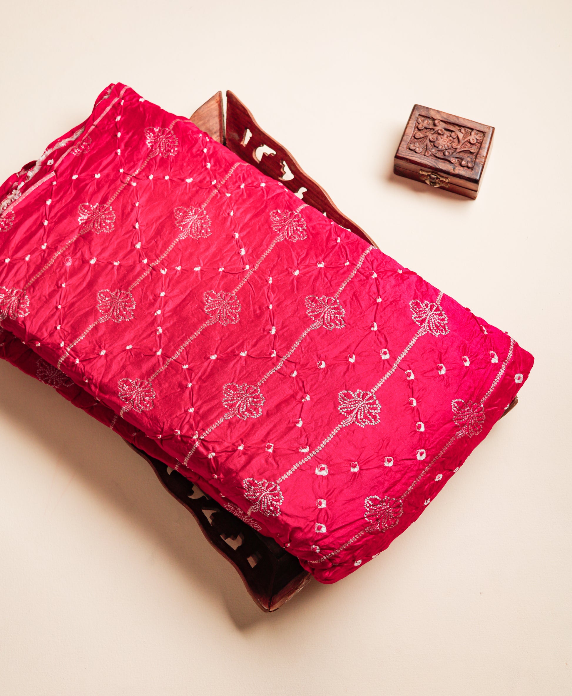 PURE HANDLOOM CHINTA SILK BANDHEJ FABRIC