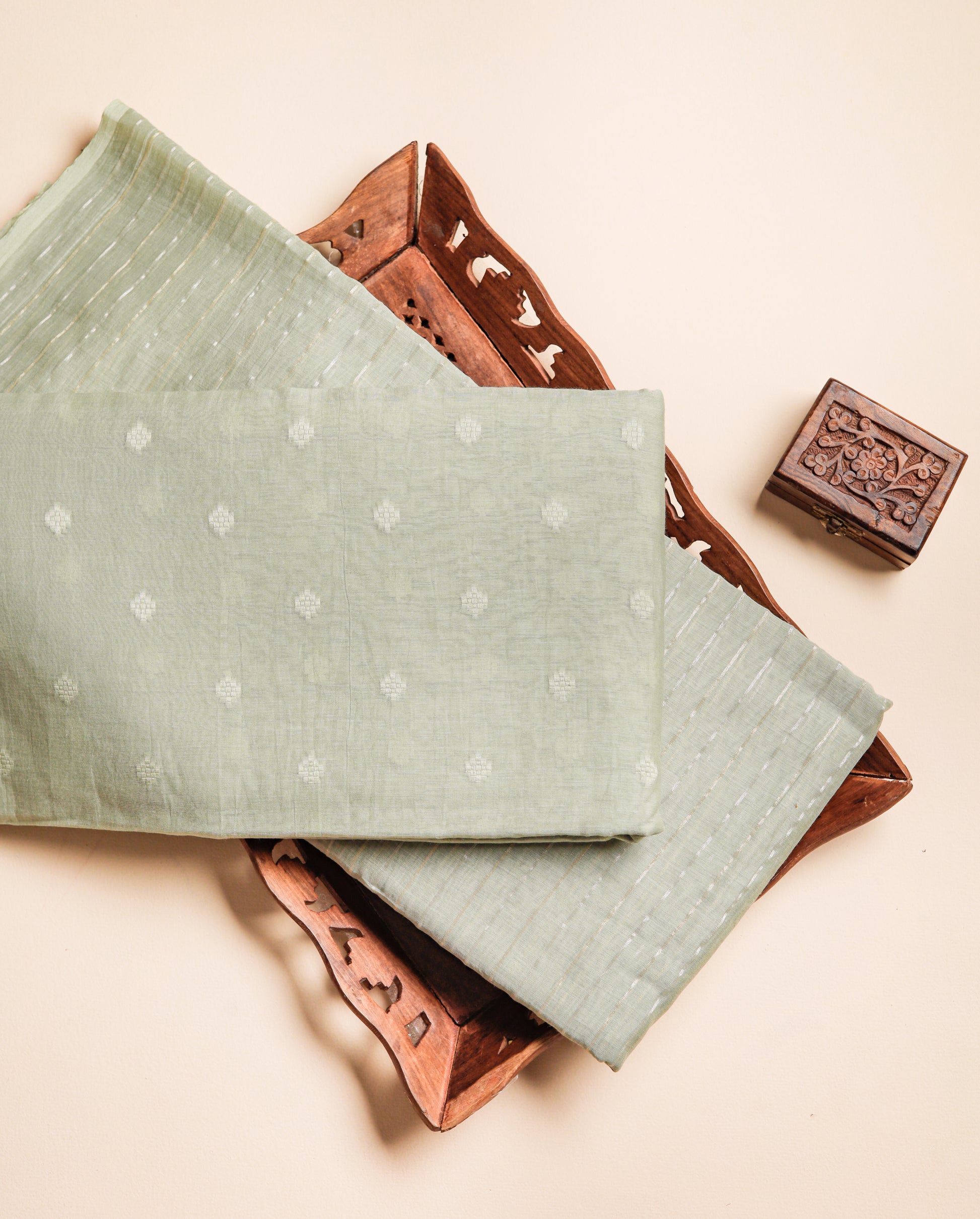 PURE MUL CHANDERI SELF EMBROIDERED FABRICS
