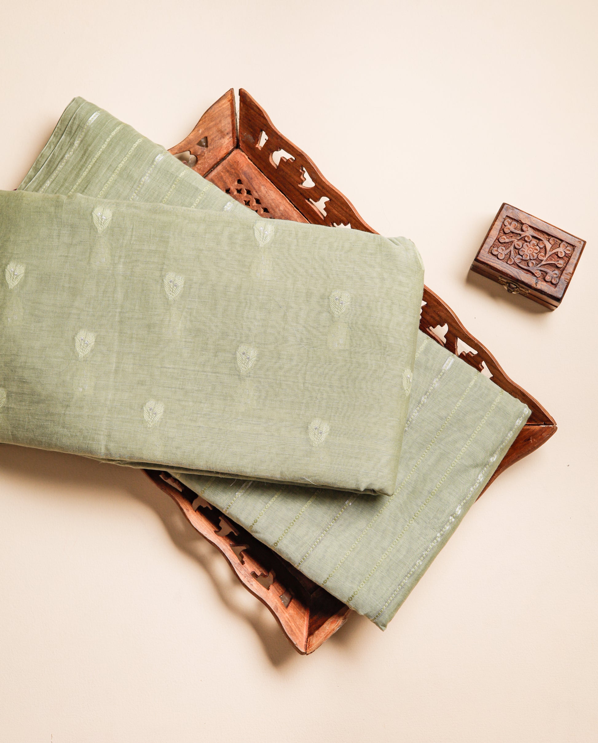 PURE MUL CHANDERI SELF EMBROIDERED FABRICS