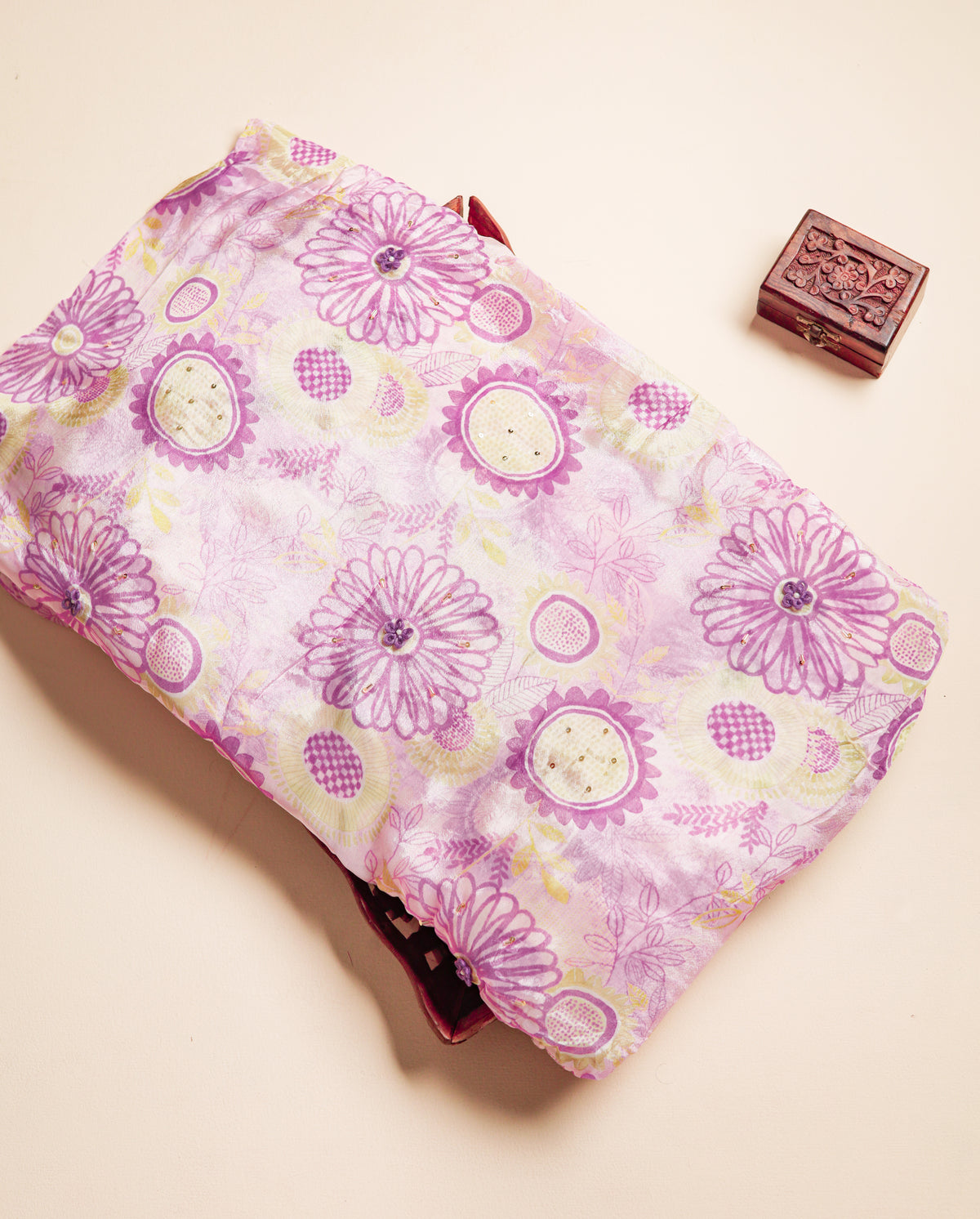 HAND EMBROIDERED CREPE SILK FABRIC