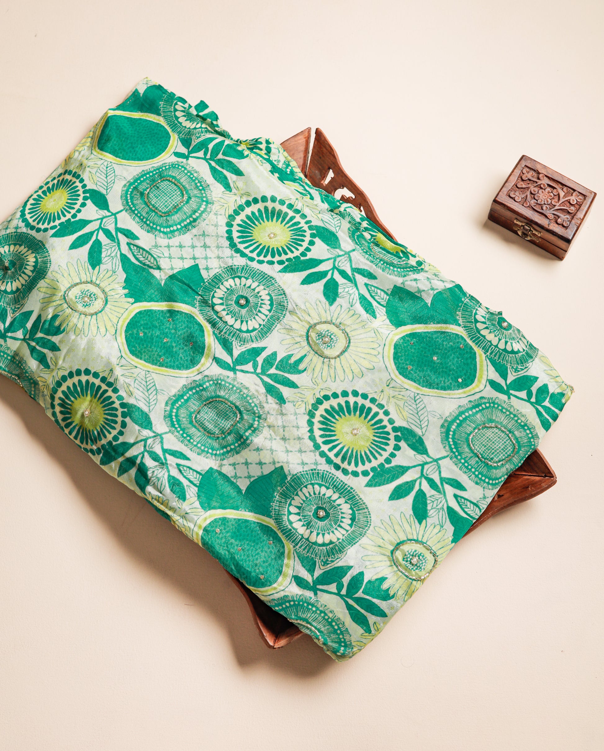 HAND EMBROIDERED CREPE SILK FABRIC