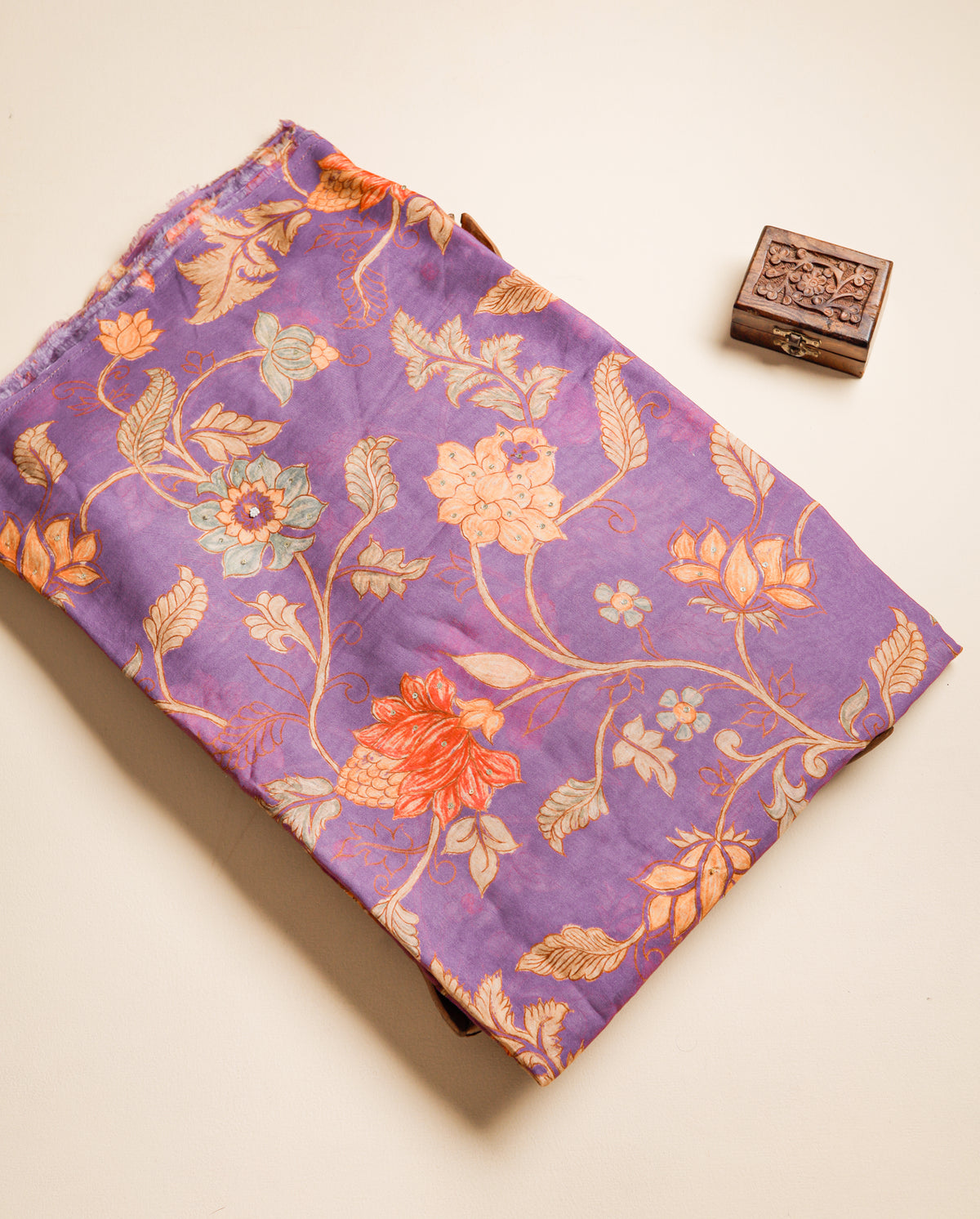 PURE MUL CHANDERI HAND EMBROIDERED FABRIC