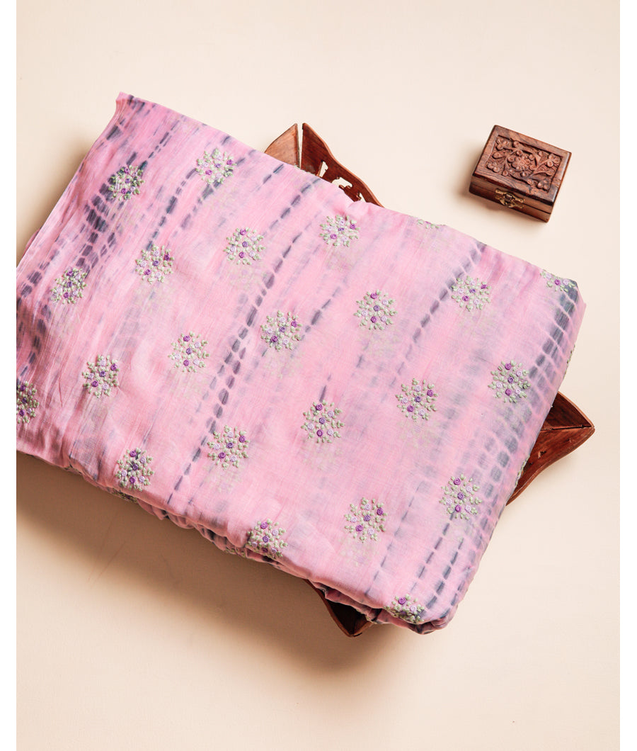 MUL CHANDERI EMBROIDERED FABRIC