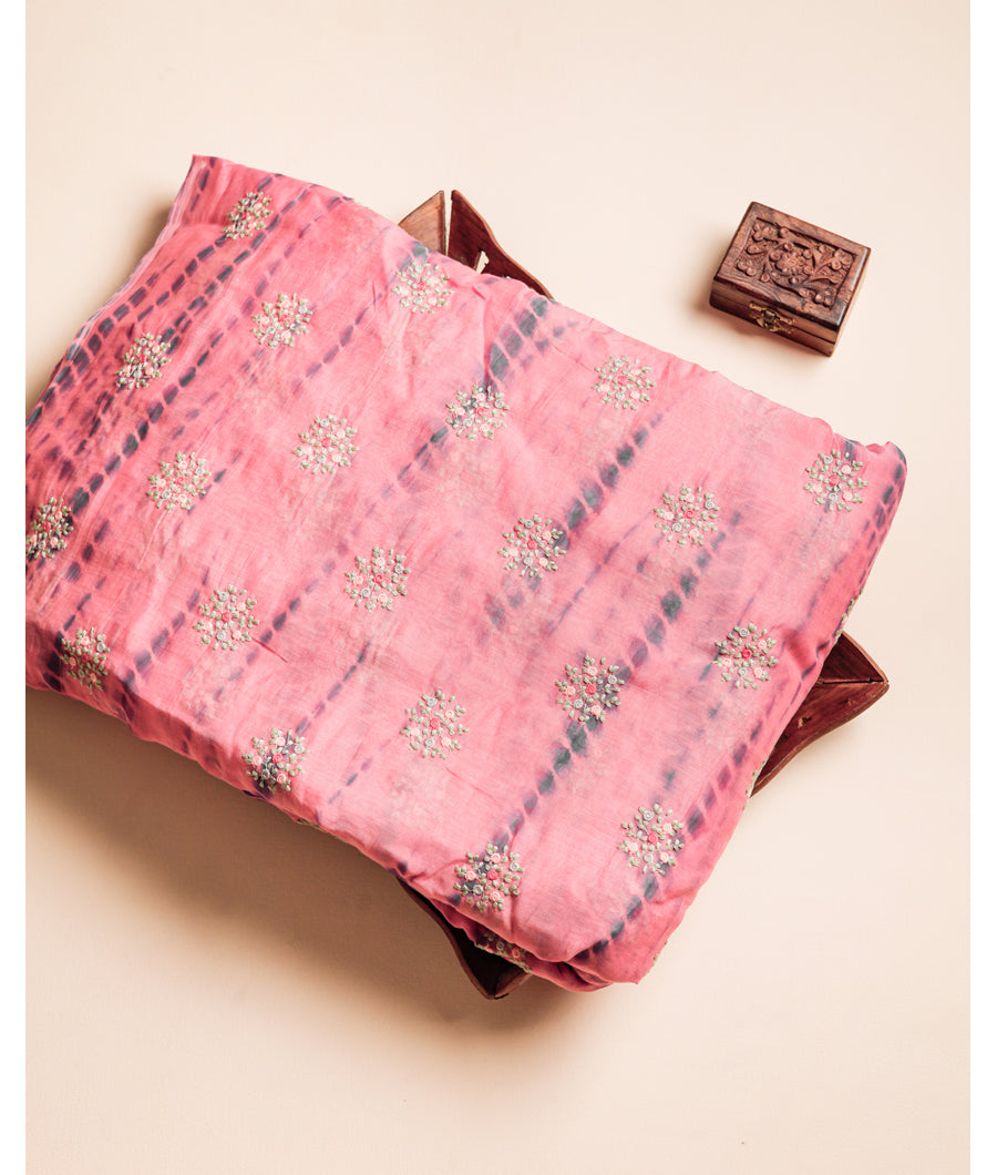 MUL CHANDERI EMBROIDERED FABRIC