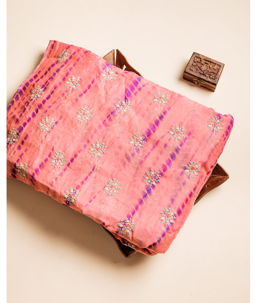 MUL CHANDERI EMBROIDERED FABRIC