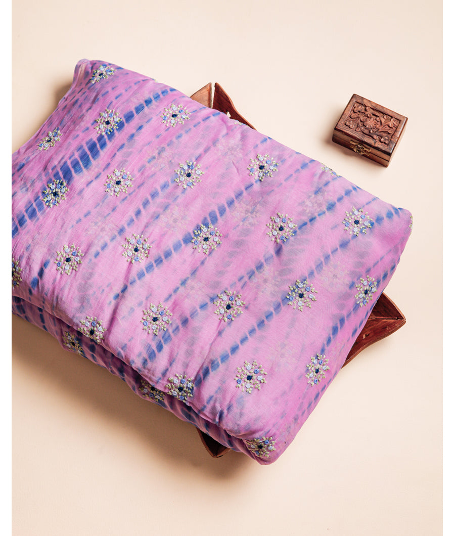 MUL CHANDERI EMBROIDERED FABRIC