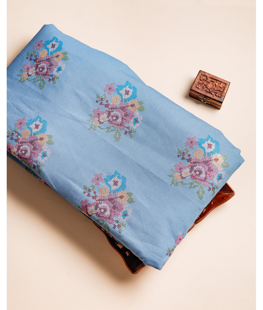 DENIM EMBROIDERED FABRIC