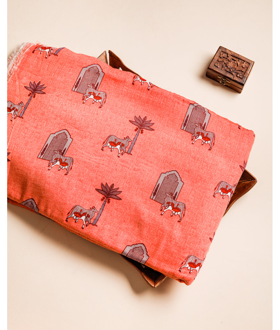 PURE MUL COTTON PICHWAI PRINTED FABRIC