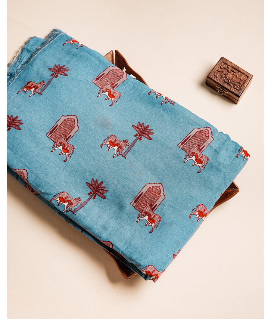PURE MUL COTTON PICHWAI PRINTED FABRIC