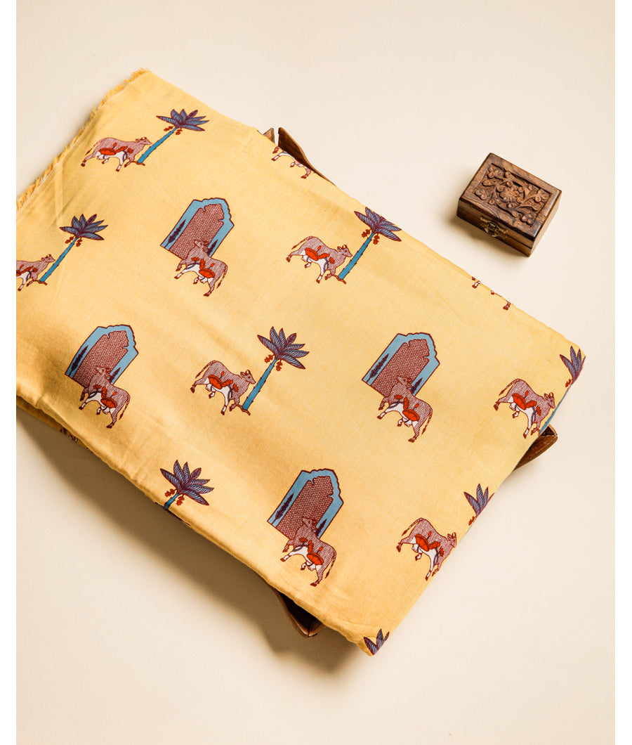 PURE MUL COTTON PICHWAI PRINTED FABRIC