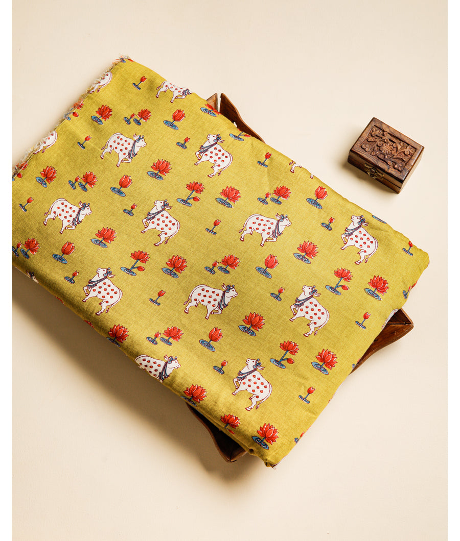 PURE MUL COTTON PICHWAI PRINTED FABRIC
