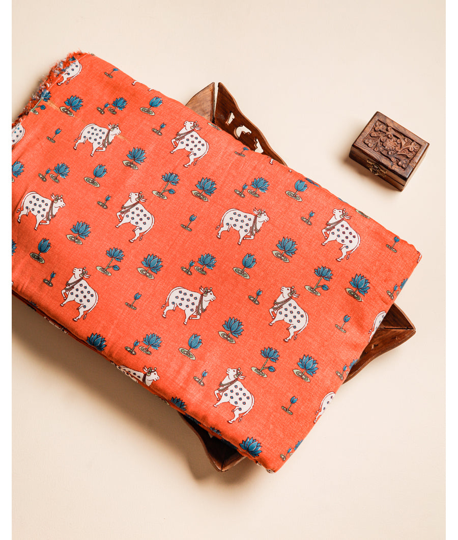 PURE MUL COTTON PICHWAI PRINTED FABRIC