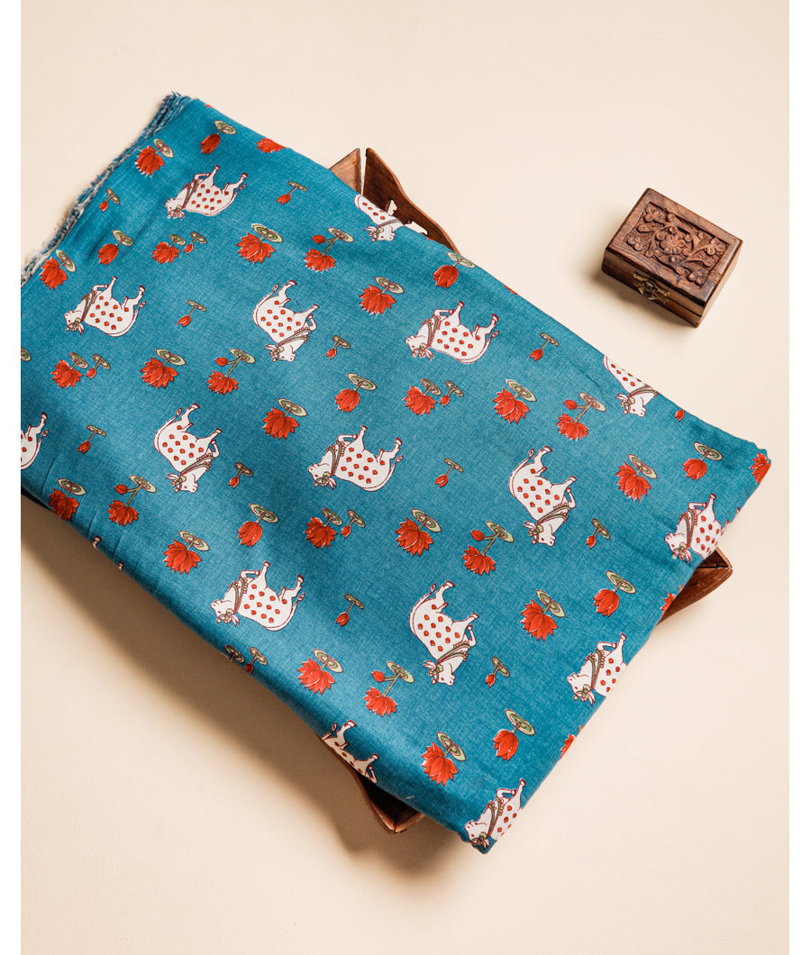 PURE MUL COTTON PICHWAI PRINTED FABRIC