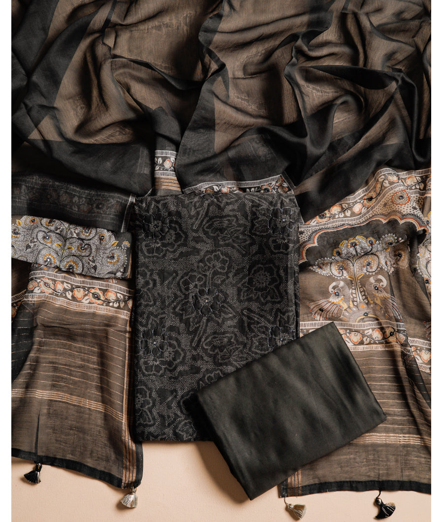 CHANDERI SILK EMBROIDERED SUIT SET
