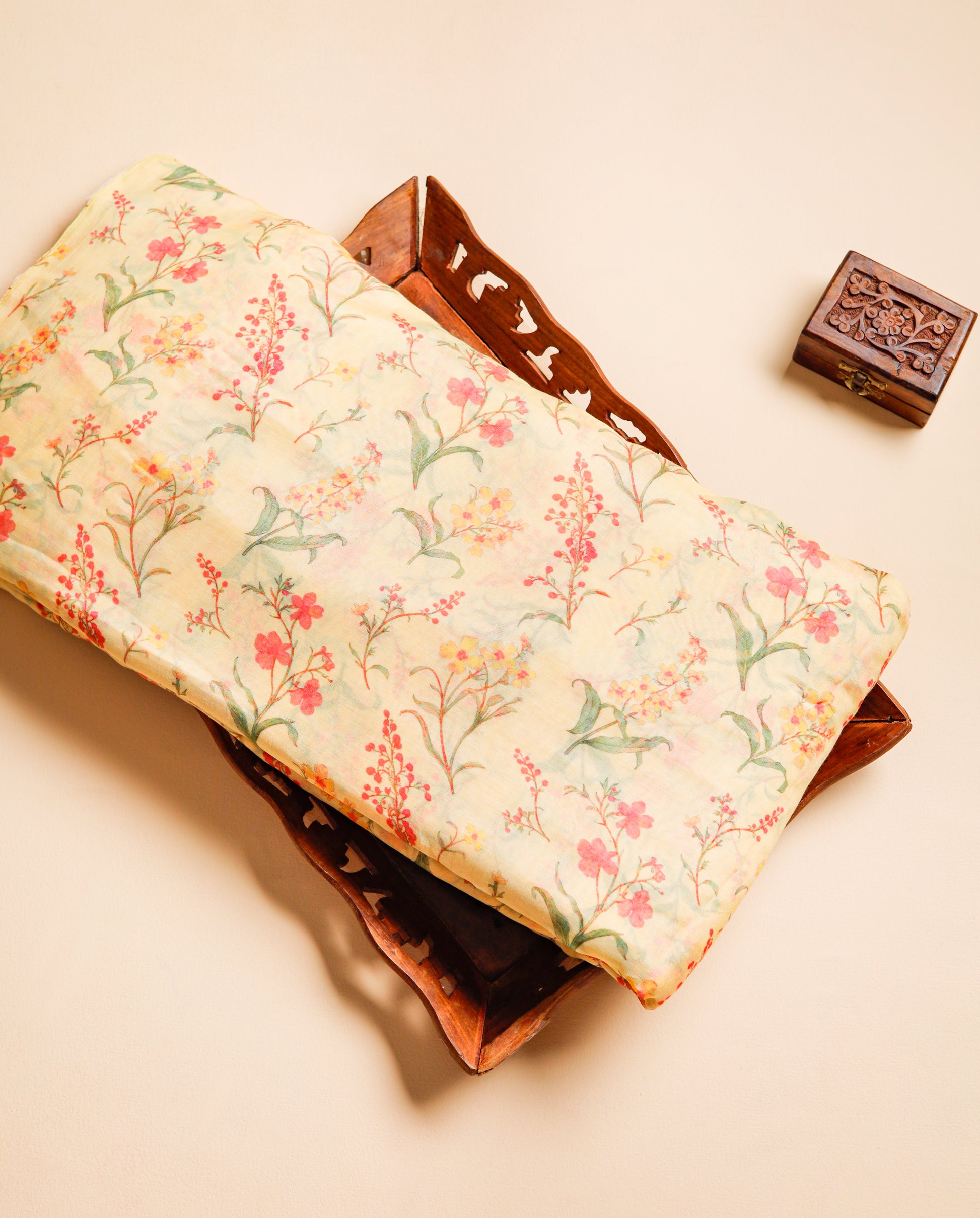 PURE BANARASI MUL CHANDERI PRINTED FABRIC