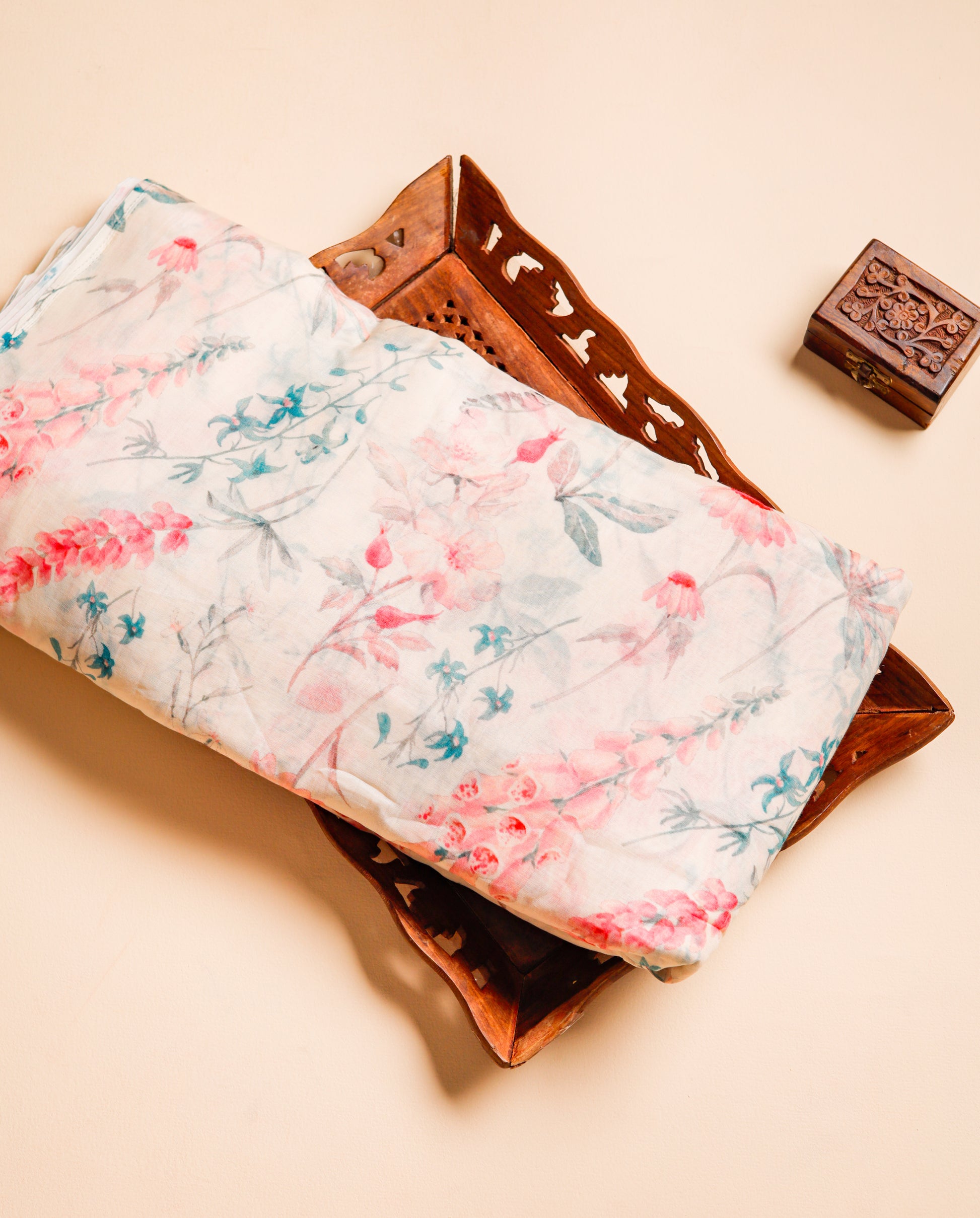 PURE BANARASI MUL CHANDERI PRINTED FABRIC