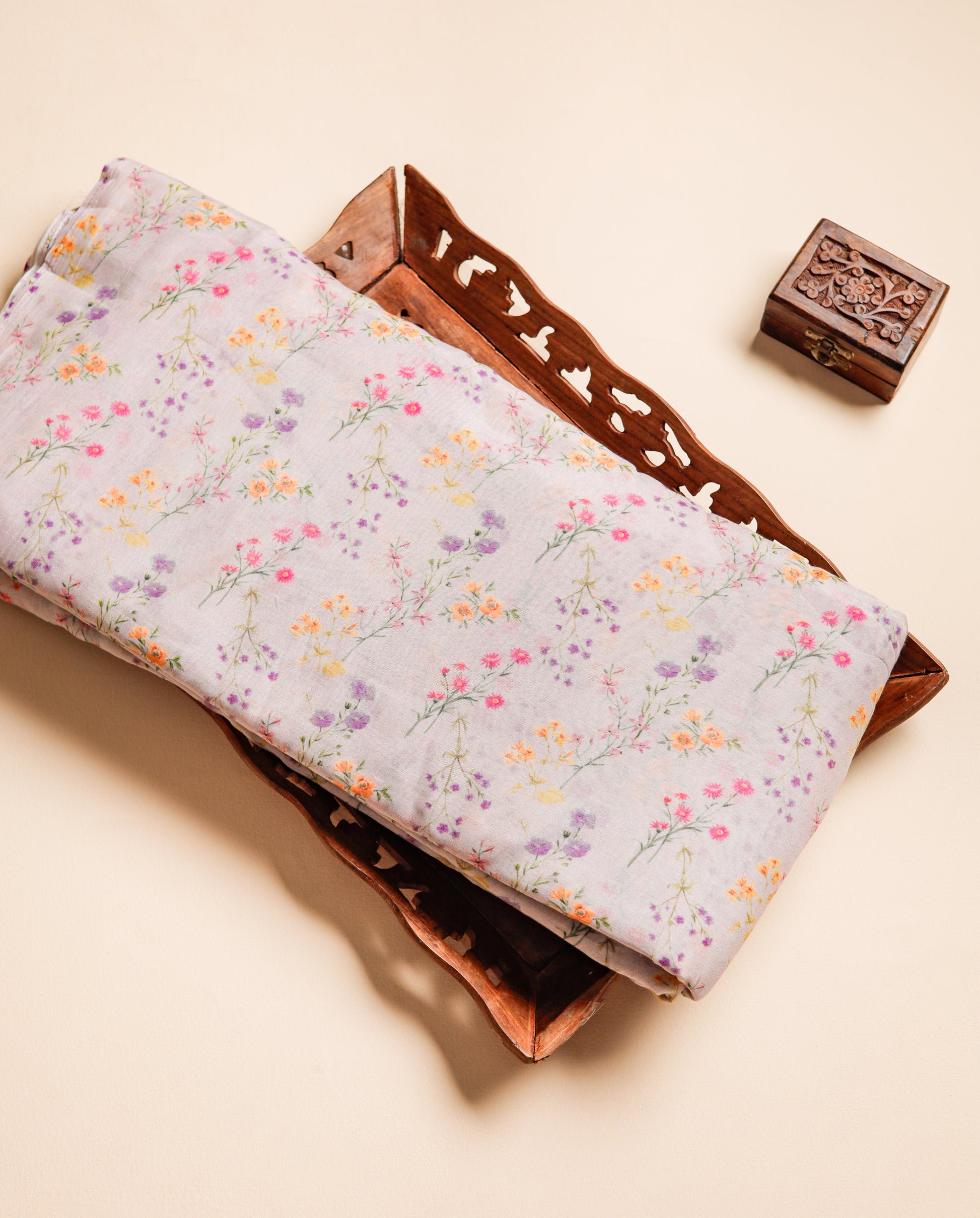 PURE BANARASI MUL CHANDERI PRINTED FABRIC