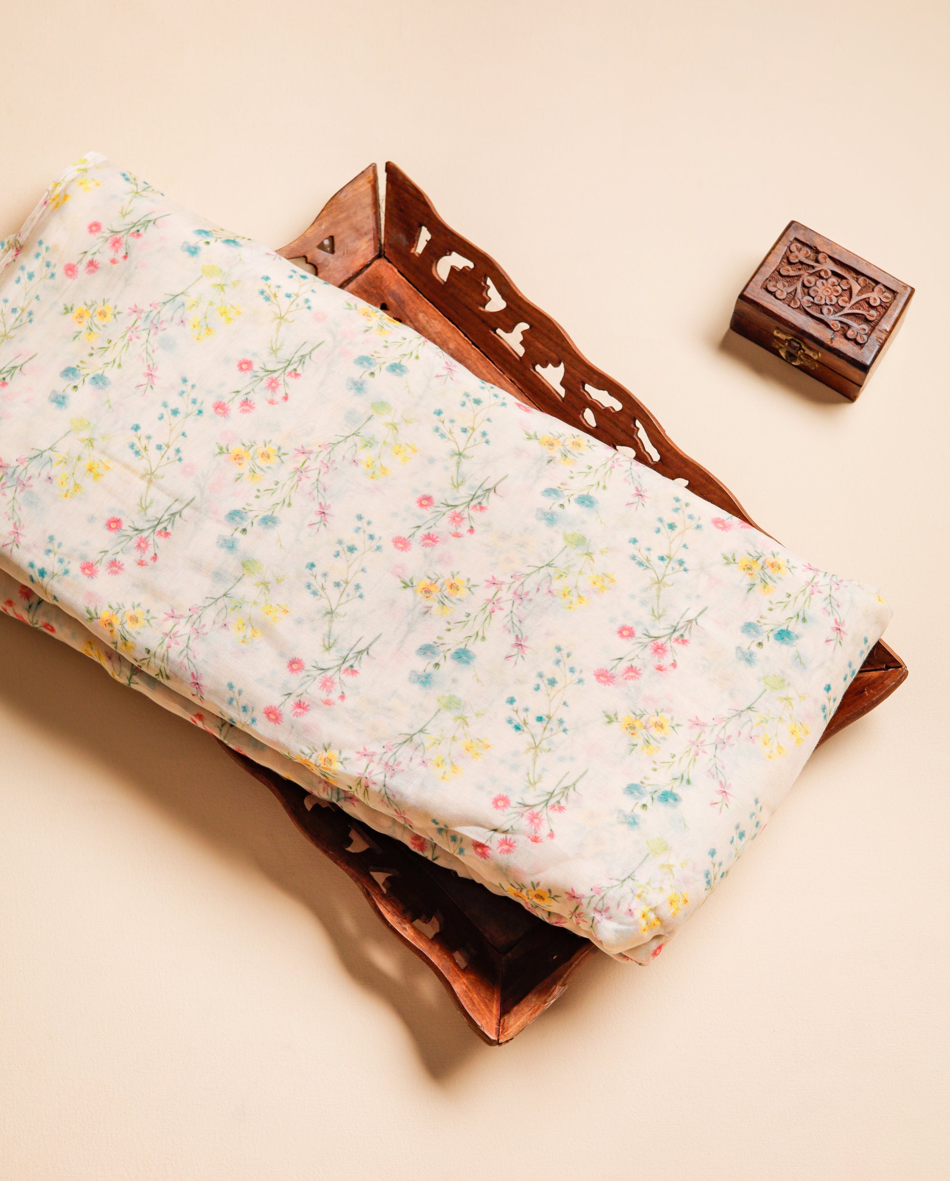 PURE BANARASI MUL CHANDERI PRINTED FABRIC