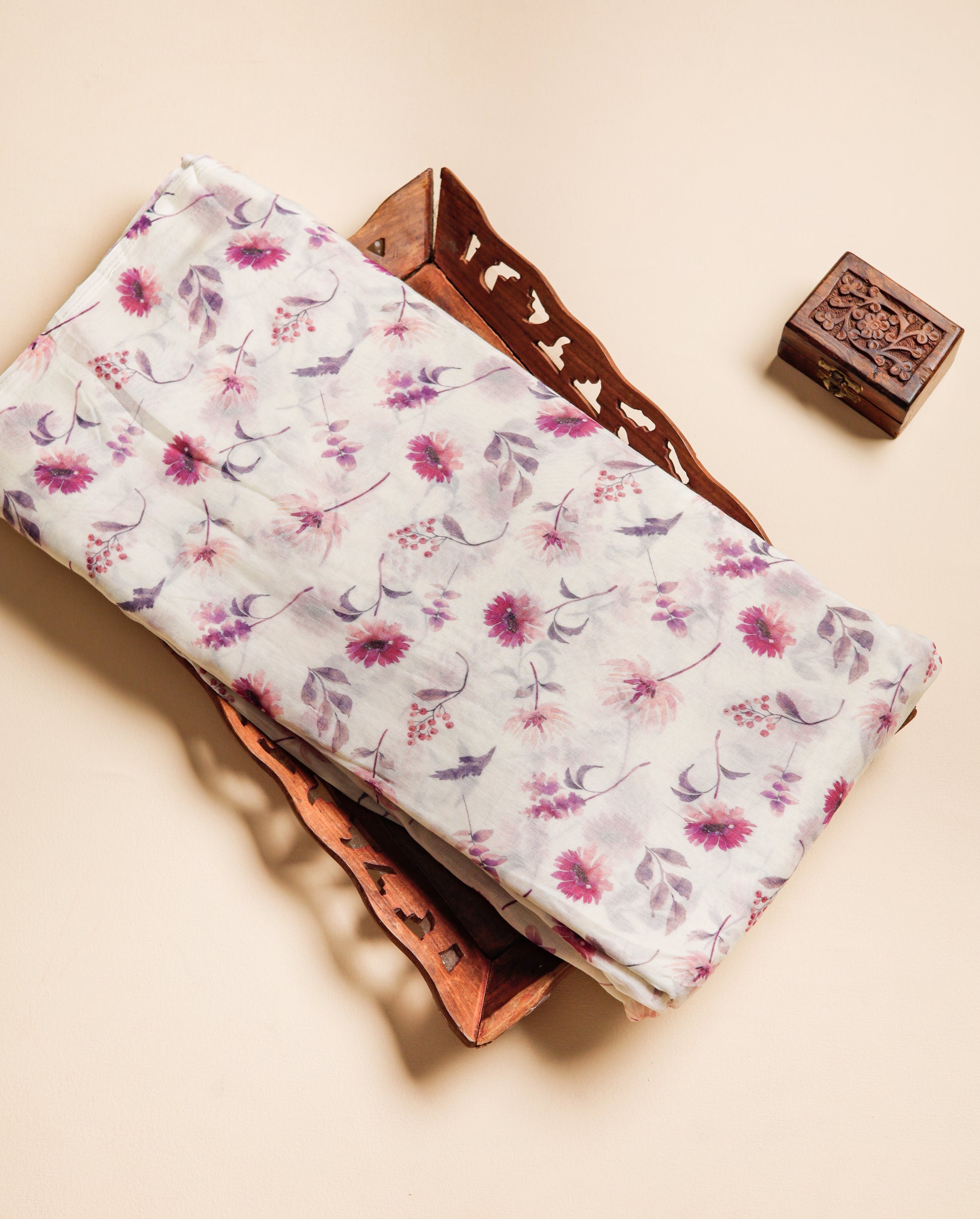 PURE BANARASI MUL CHANDERI PRINTED FABRIC