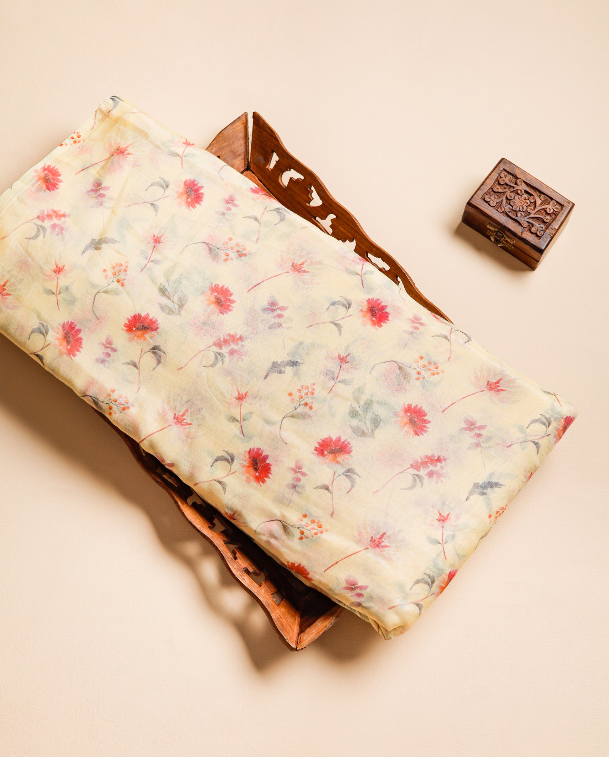 PURE BANARASI MUL CHANDERI PRINTED FABRIC