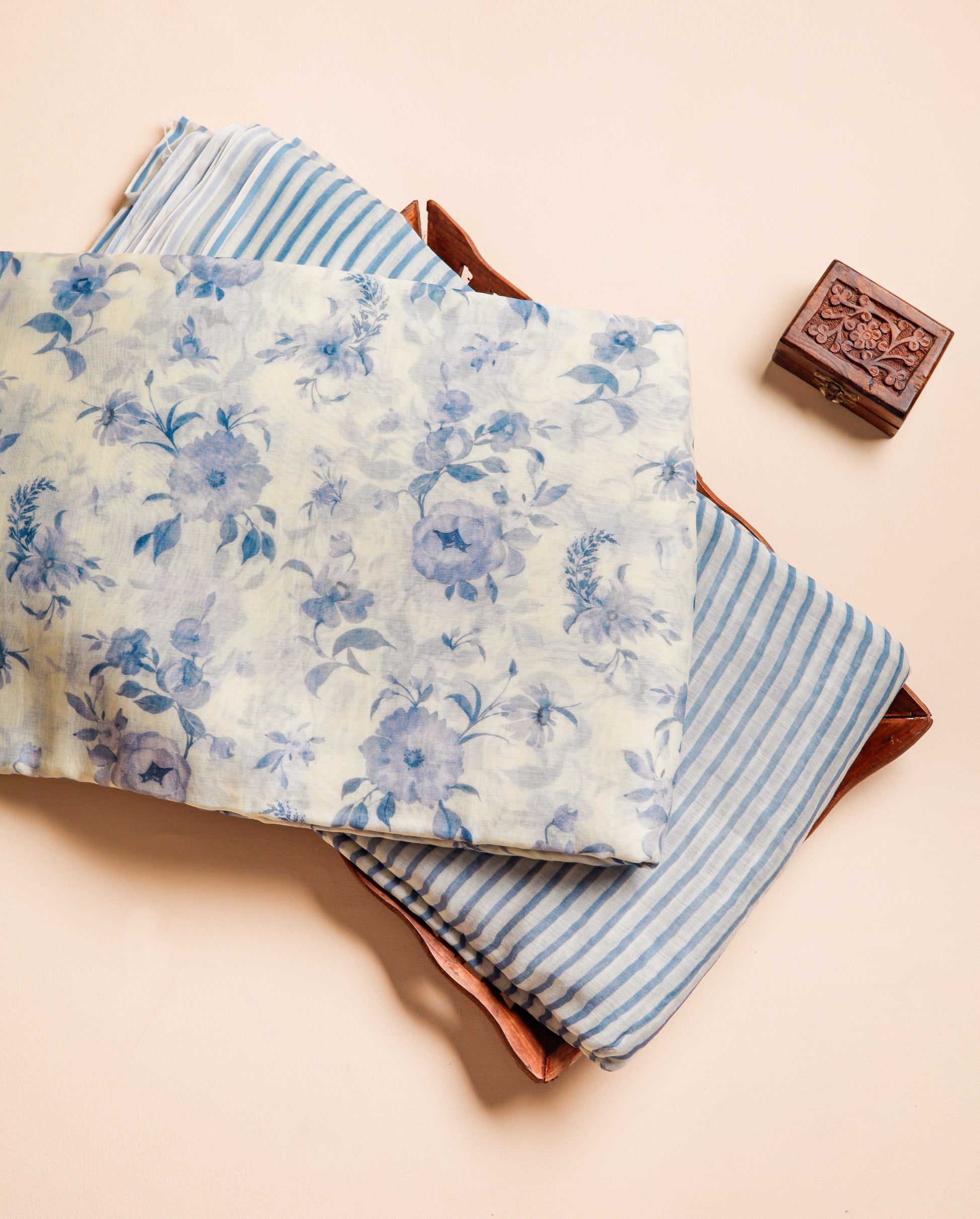 PURE BANARASI MUL CHANDERI PRINTED FABRICS