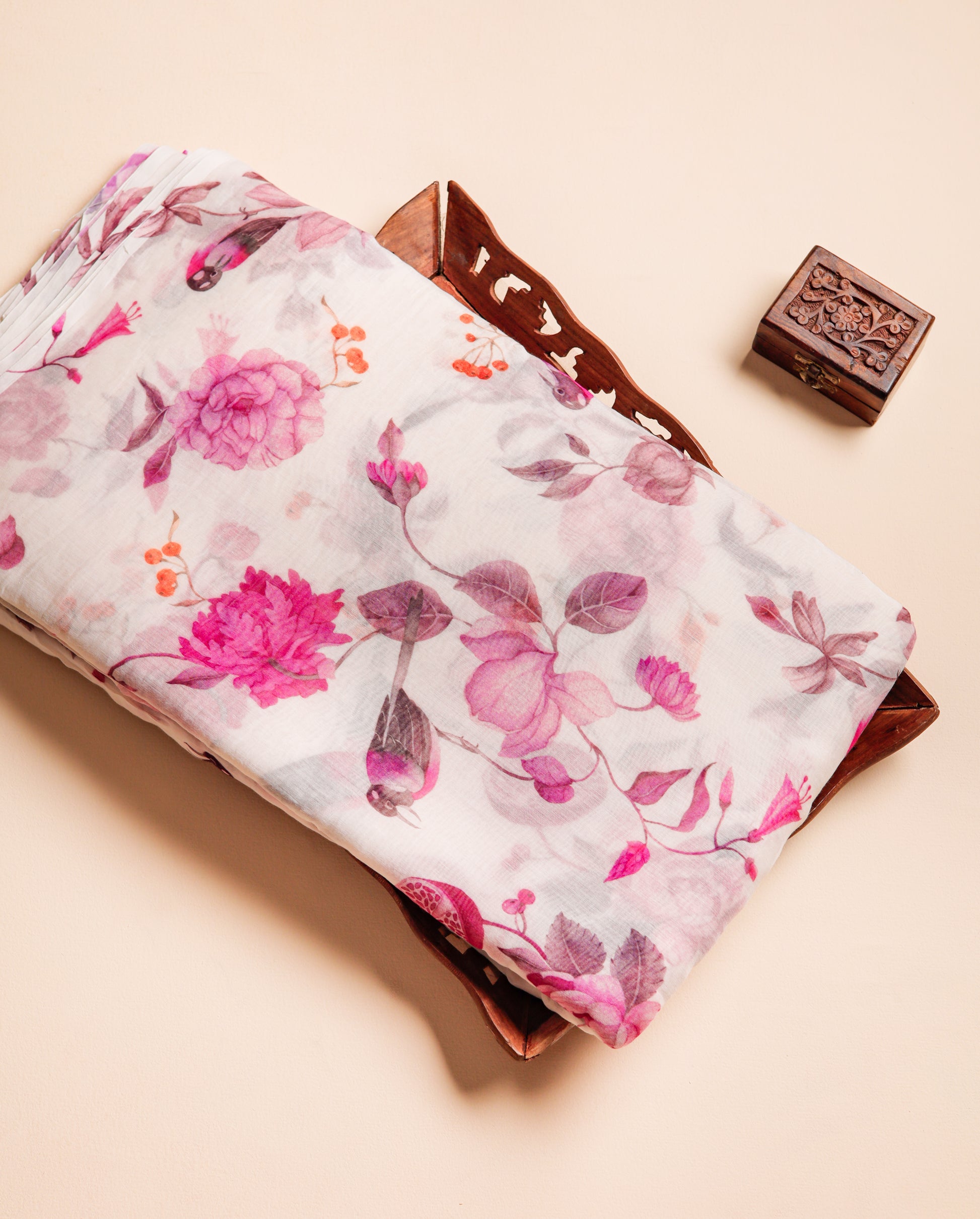 PURE BANARASI MUL CHANDERI PRINTED FABRIC