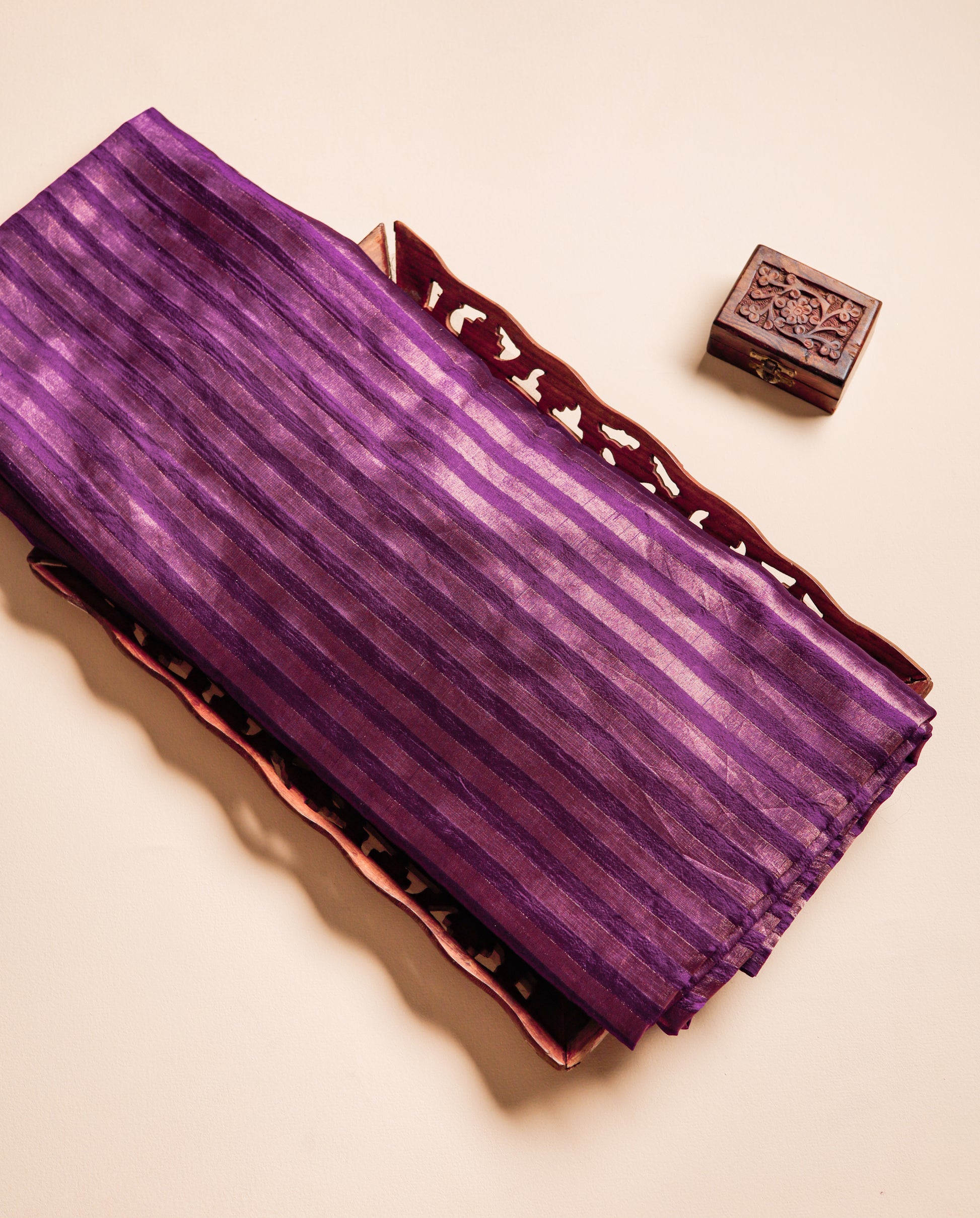 HANDLOOM BANARASI DUPION STRIPED FABRIC