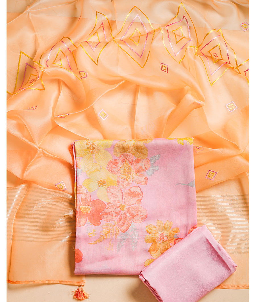 SILK SUIT SET WITH ORGANZA DUPATTA