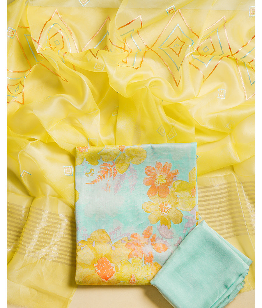 SILK SUIT SET WITH ORGANZA DUPATTA