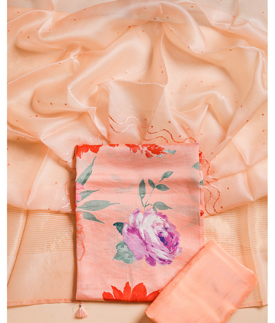 SILK SUIT SET WITH ORGANZA DUPATTA
