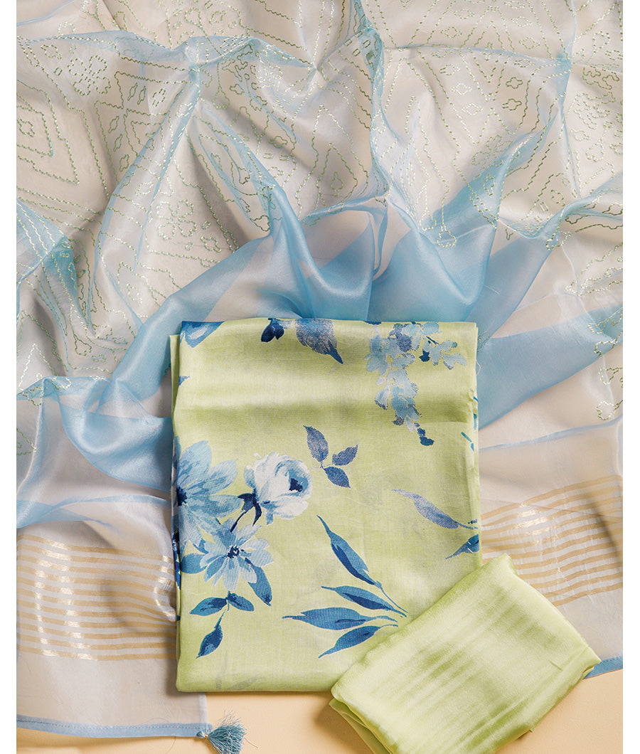 SILK SUIT SET WITH ORGANZA DUPATTA