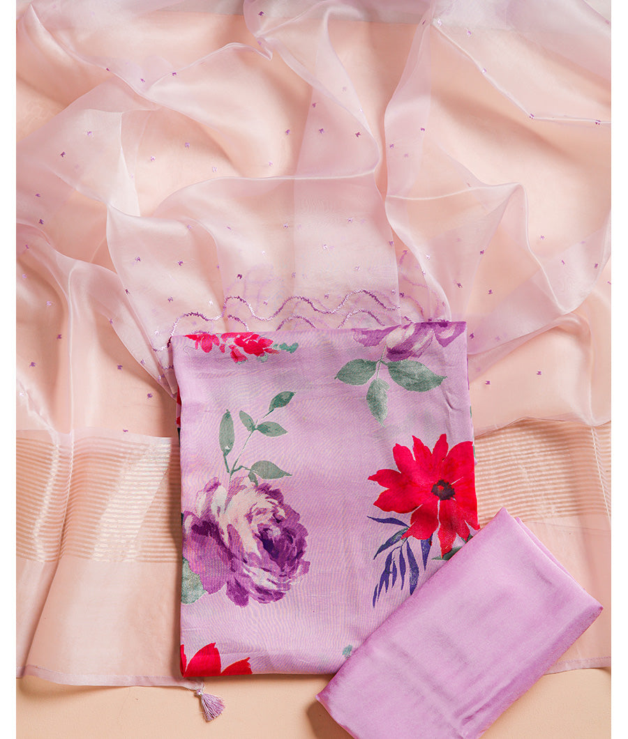 SILK SUIT SET WITH ORGANZA DUPATTA