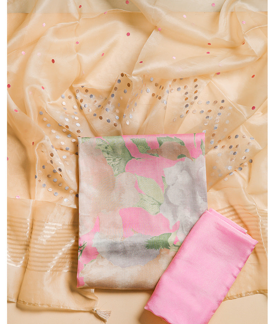 SILK SUIT SET WITH ORGANZA DUPATTA