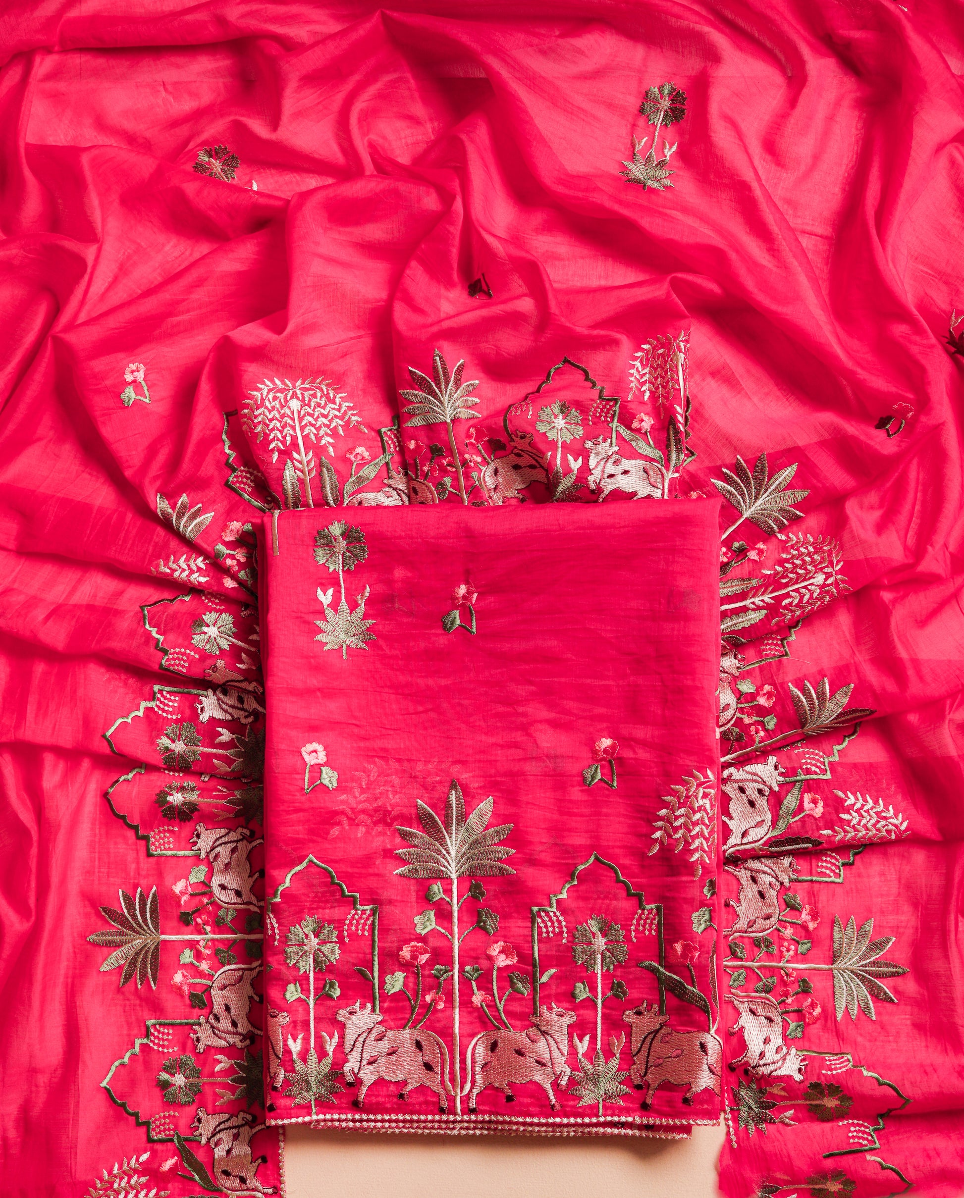 CHANDERI EMBROIDERED 2 PIECE SET