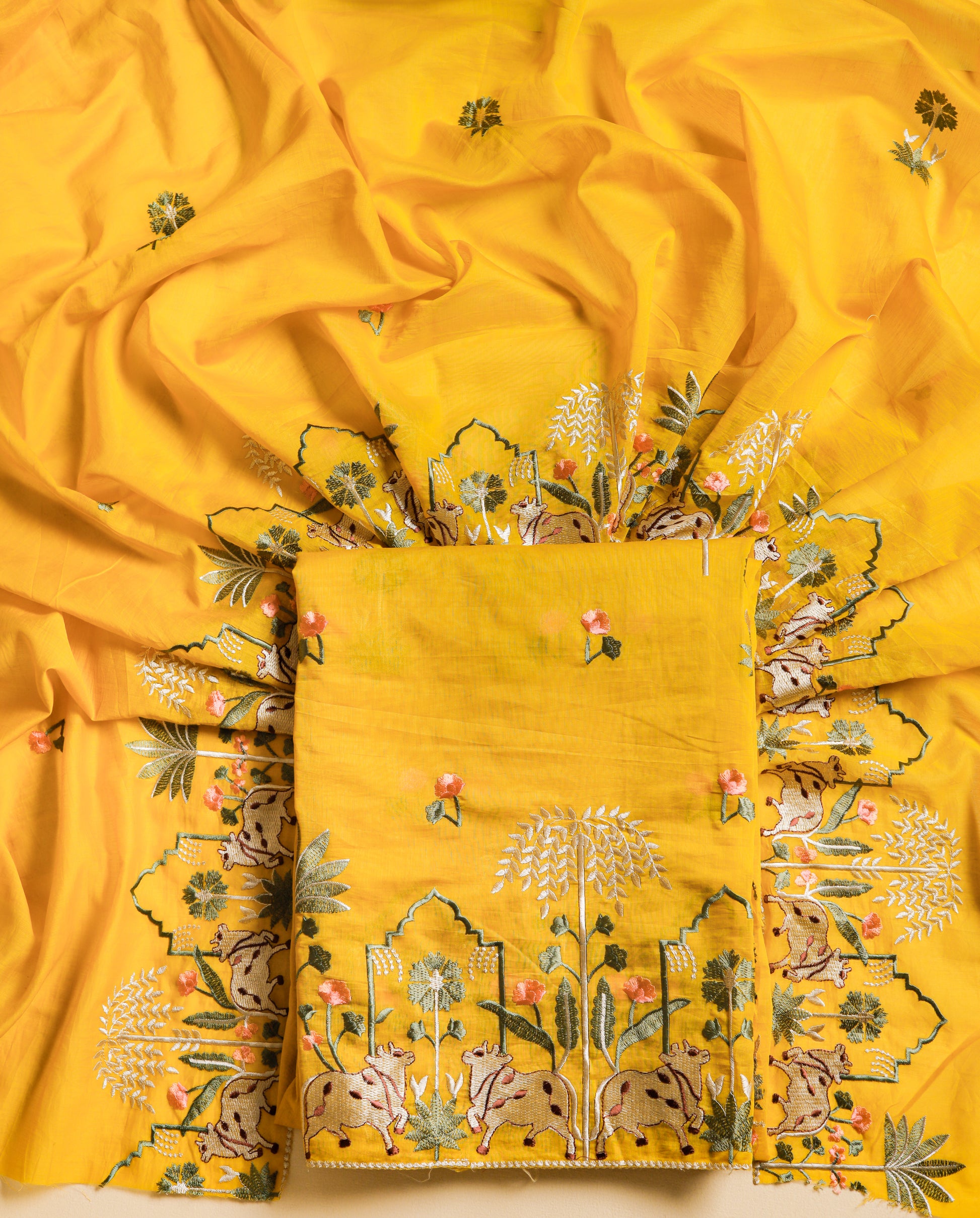 CHANDERI EMBROIDERED 2 PIECE SET