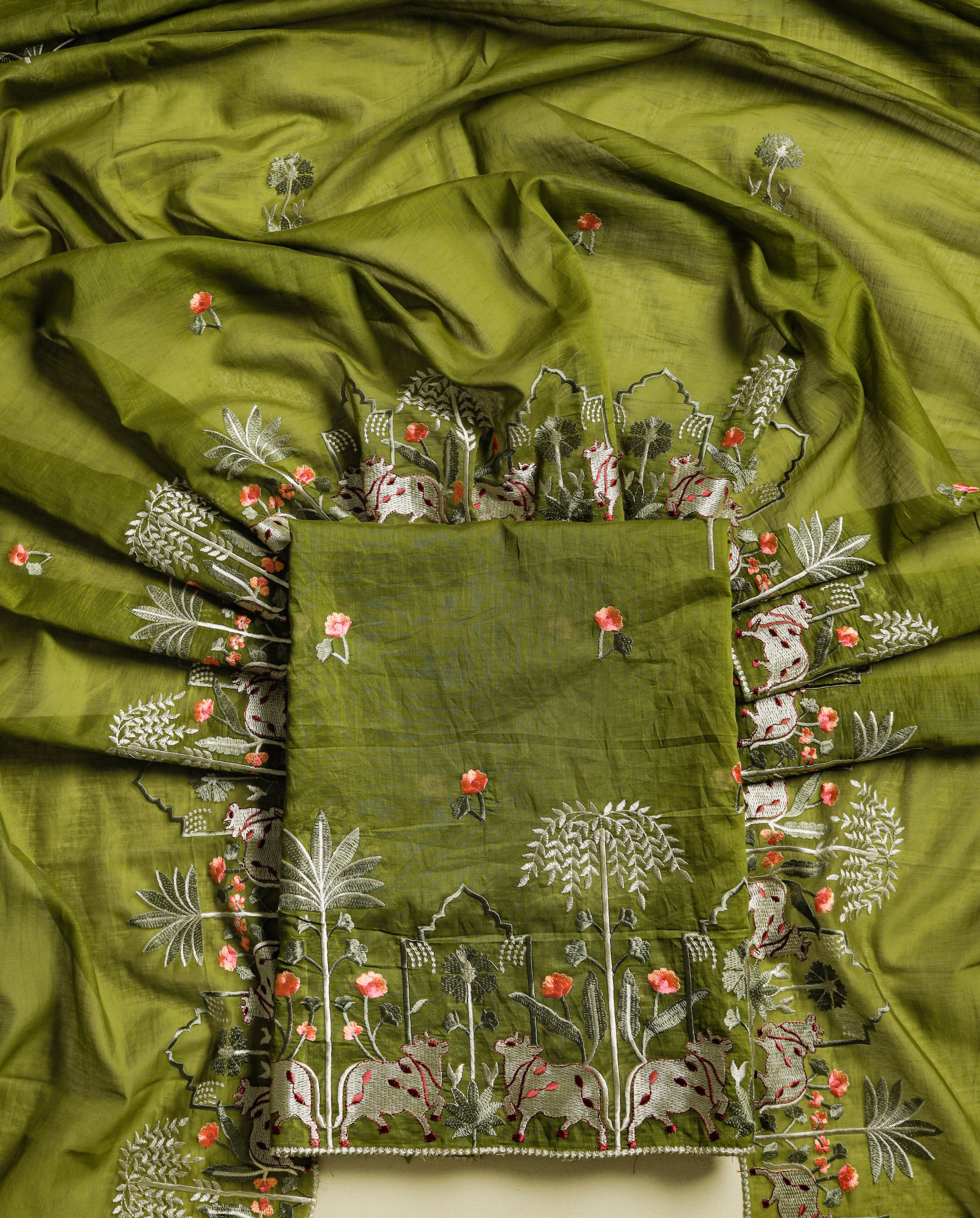 CHANDERI EMBROIDERED 2 PIECE SET