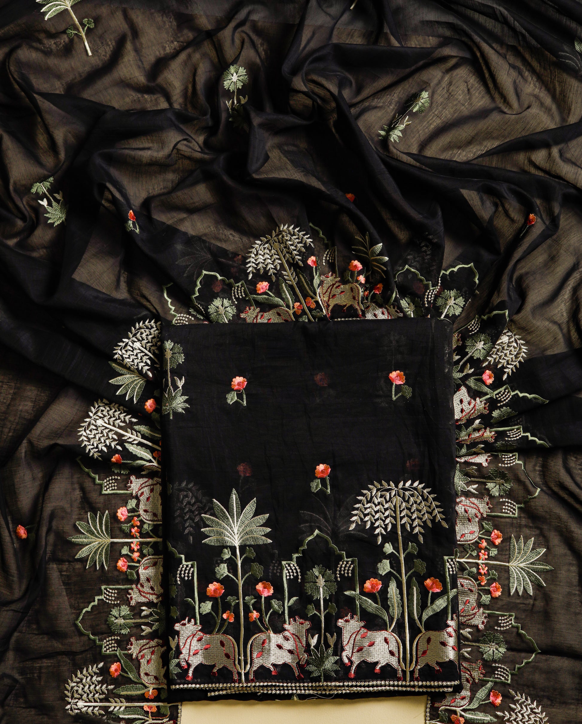 CHANDERI EMBROIDERED 2 PIECE SET
