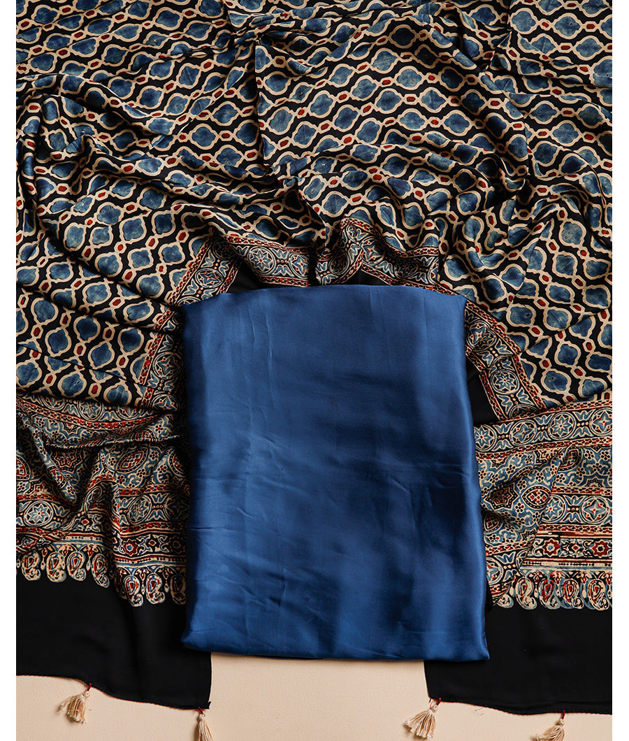 PURE MODAL SILK TOP WITH AJRAKH MODAL SILK DUPATTA SUIT SET