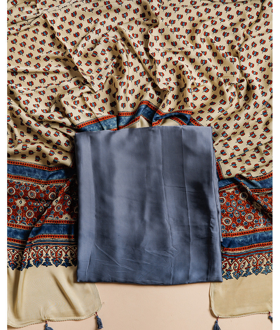 PURE MODAL SILK TOP WITH AJRAKH MODAL SILK DUPATTA SUIT SET