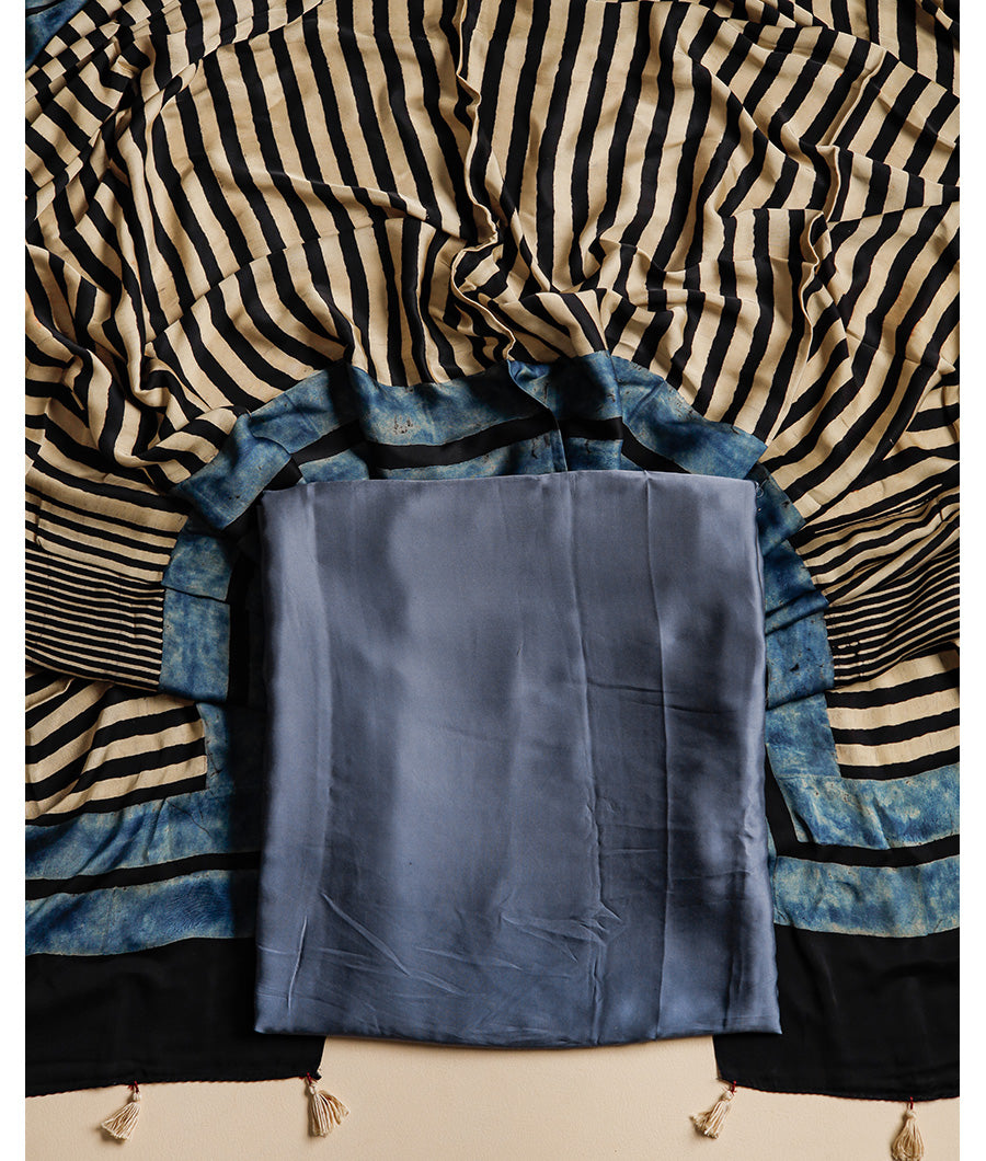 PURE MODAL SILK TOP WITH AJRAKH MODAL SILK DUPATTA SUIT SET