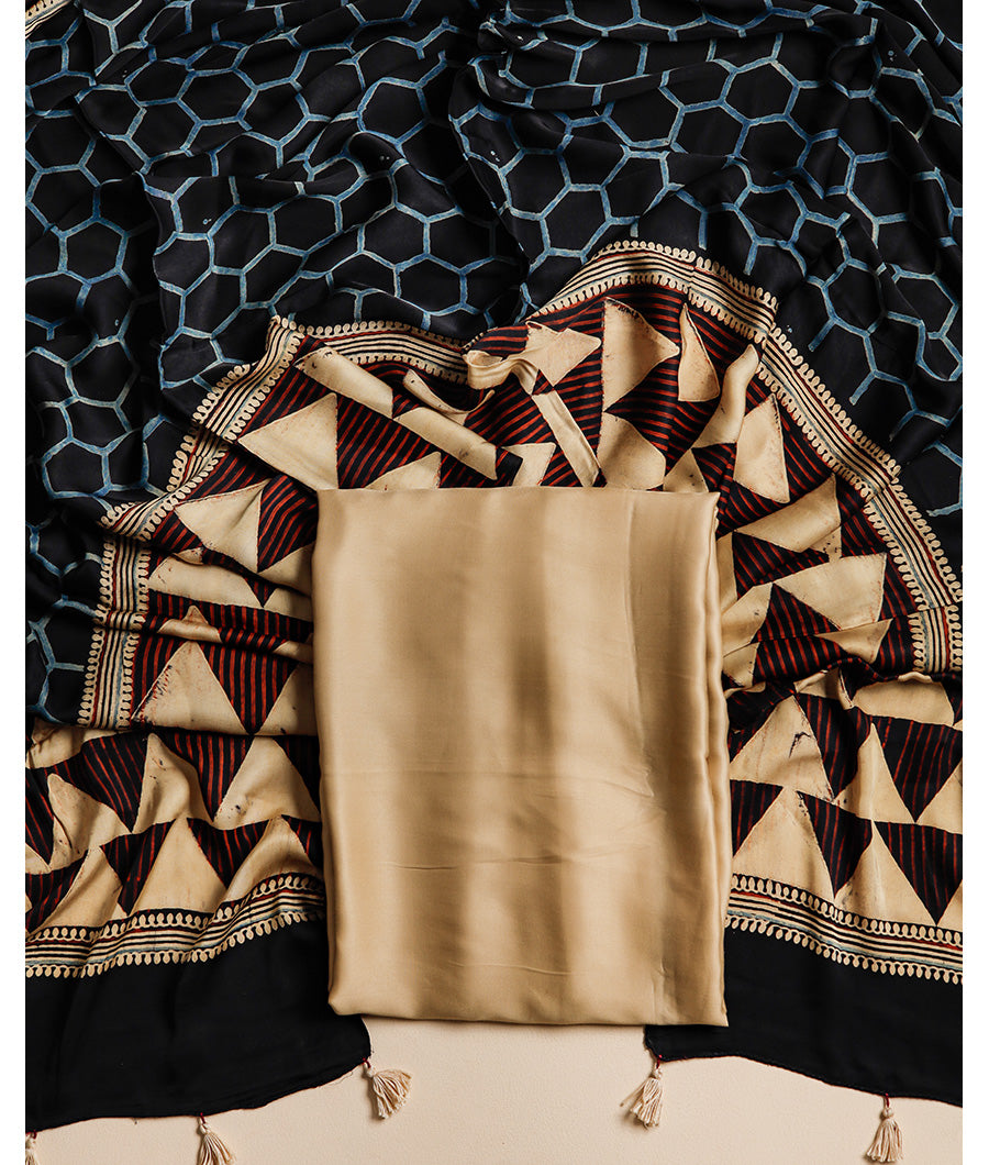 PURE MODAL SILK TOP WITH AJRAKH MODAL SILK DUPATTA SUIT SET
