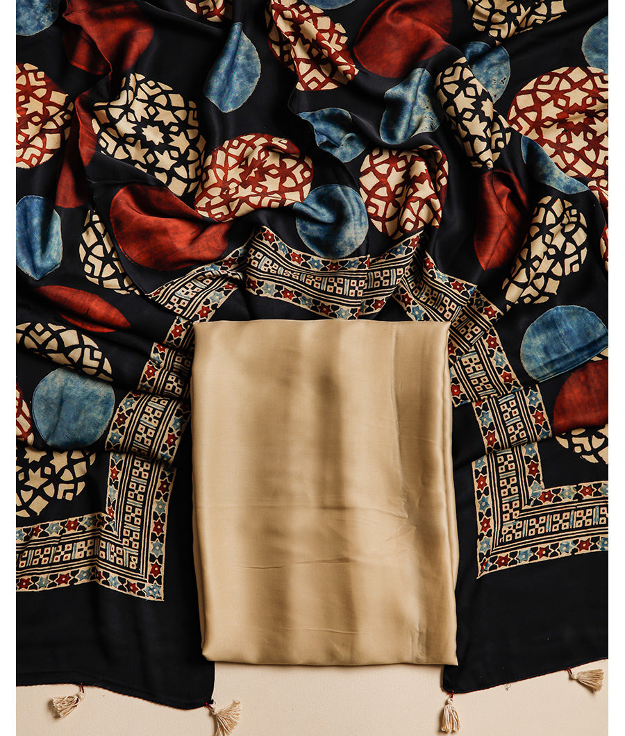 PURE MODAL SILK TOP WITH AJRAKH MODAL SILK DUPATTA SUIT SET