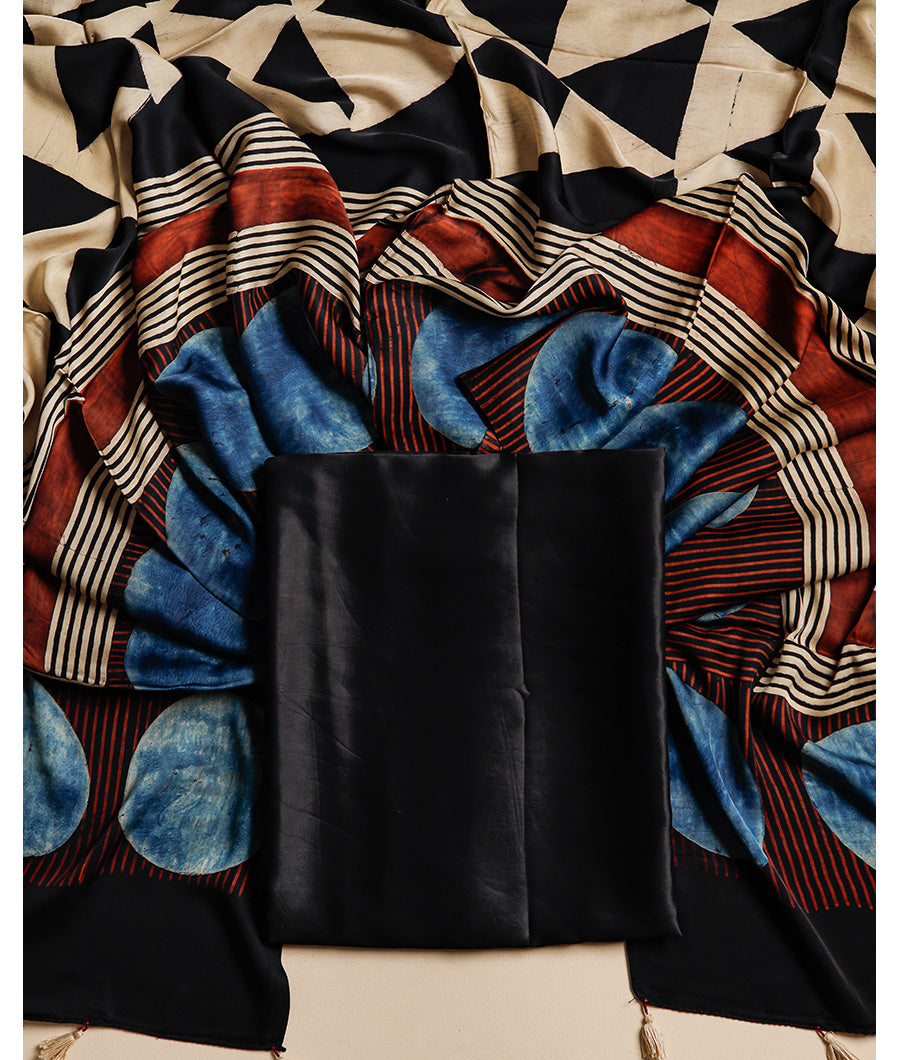 PURE MODAL SILK TOP WITH AJRAKH MODAL SILK DUPATTA SUIT SET