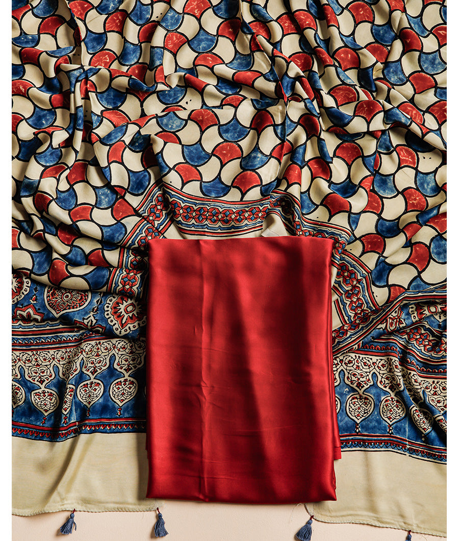 PURE MODAL SILK TOP WITH AJRAKH MODAL SILK DUPATTA SUIT SET