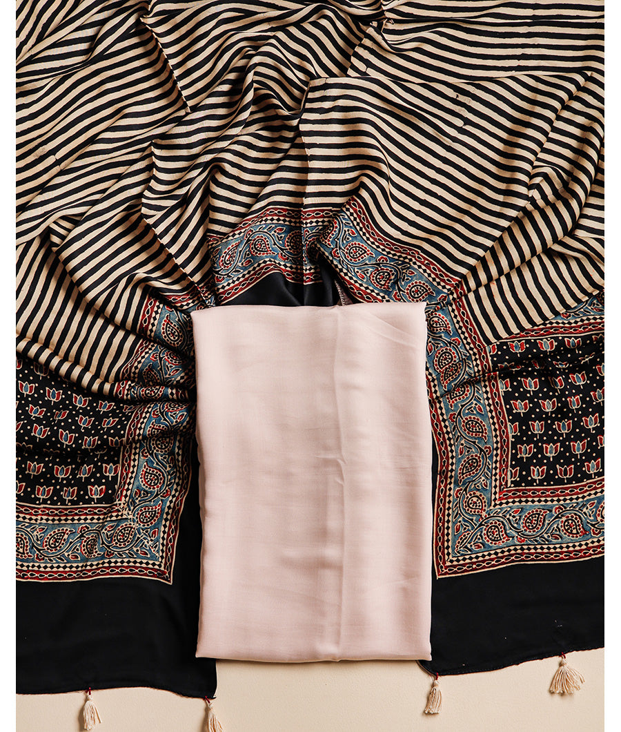 PURE MODAL SILK TOP WITH AJRAKH MODAL SILK DUPATTA SUIT SET